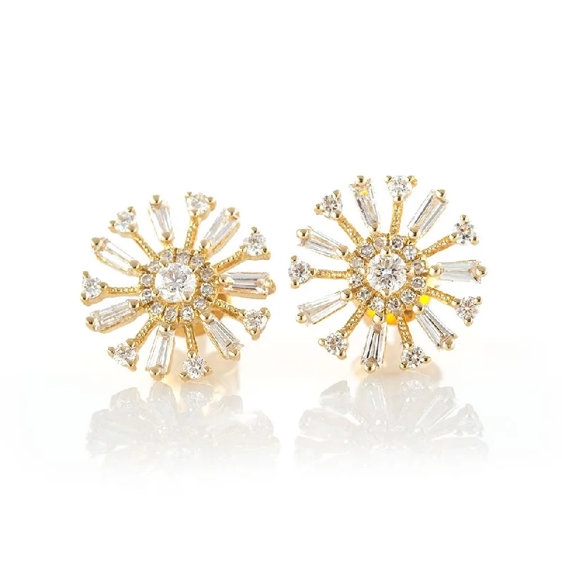 Earrings For Party Nights-Baguette Pinwheel Studs