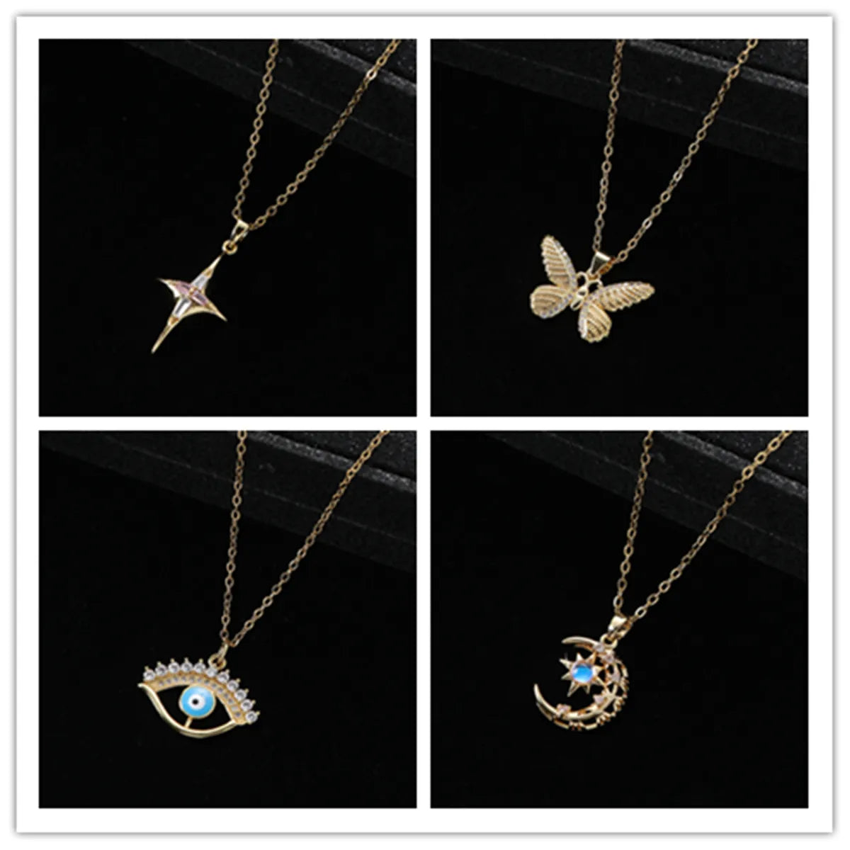 Most Lasting Necklaces-Elegant Lady Simple Style Star Eye Butterfly Zinc Alloy Inlay Artificial Gemstones Zircon Women's Pendant Necklace