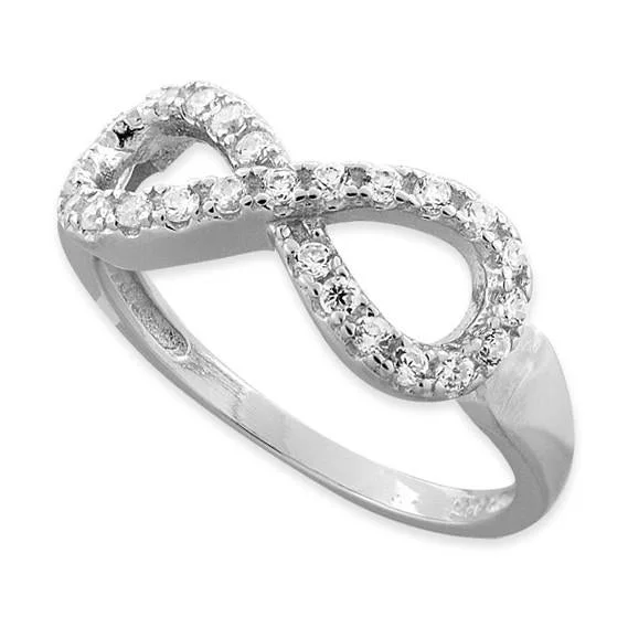 Rings For Narrow Hands-Sterling Silver Infinity CZ Ring