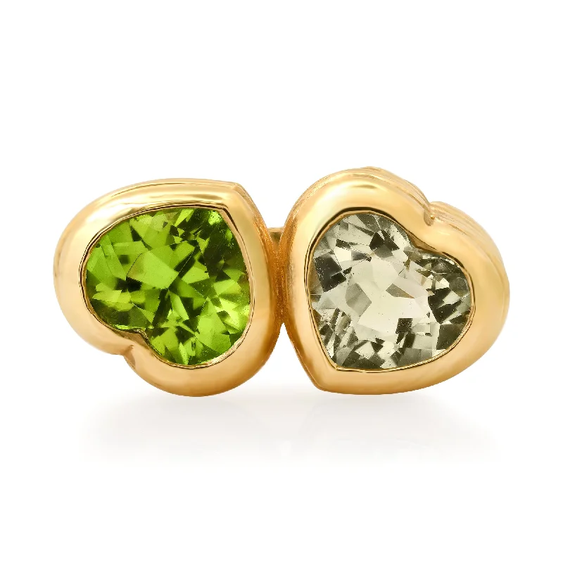 Rings For Mature Women-Toi & Moi Stacey Peridot & Green Amethyst Ring