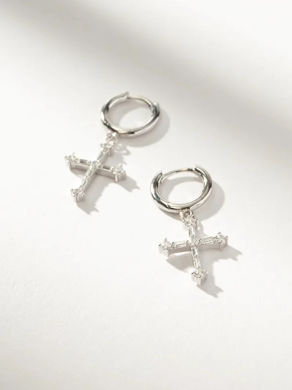 Best Known Earrings-Bold Cross Huggie Earrings