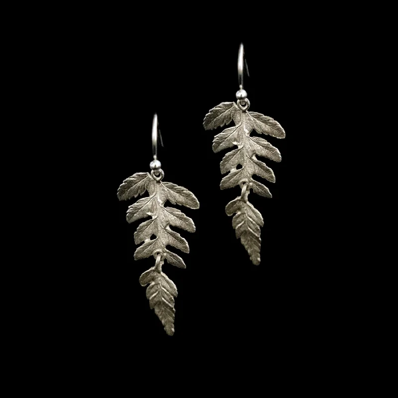 Earrings Match Guide-Fine Fern Silver Drop Wire Earrings