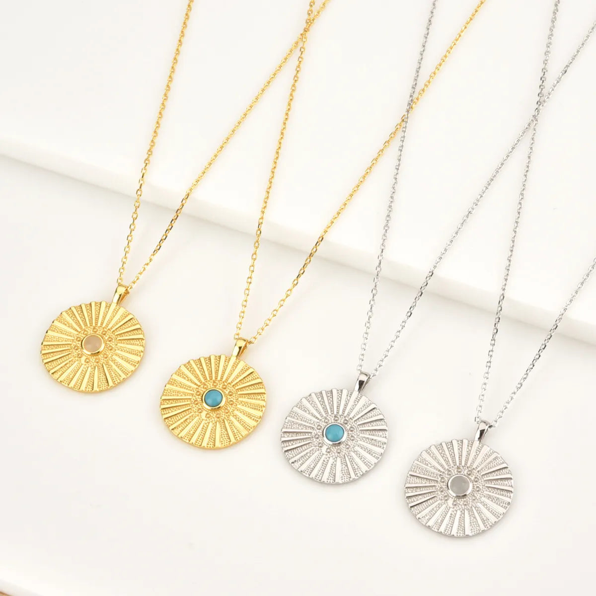 Necklaces Glow Rating-Retro Simple Style Round Sterling Silver Plating 18k Gold Plated White Gold Plated Pendant Necklace