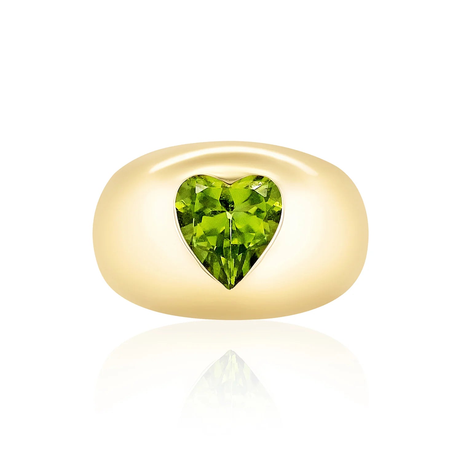 Rings With Fun Gems-Single Heart Chunky Peridot Ring