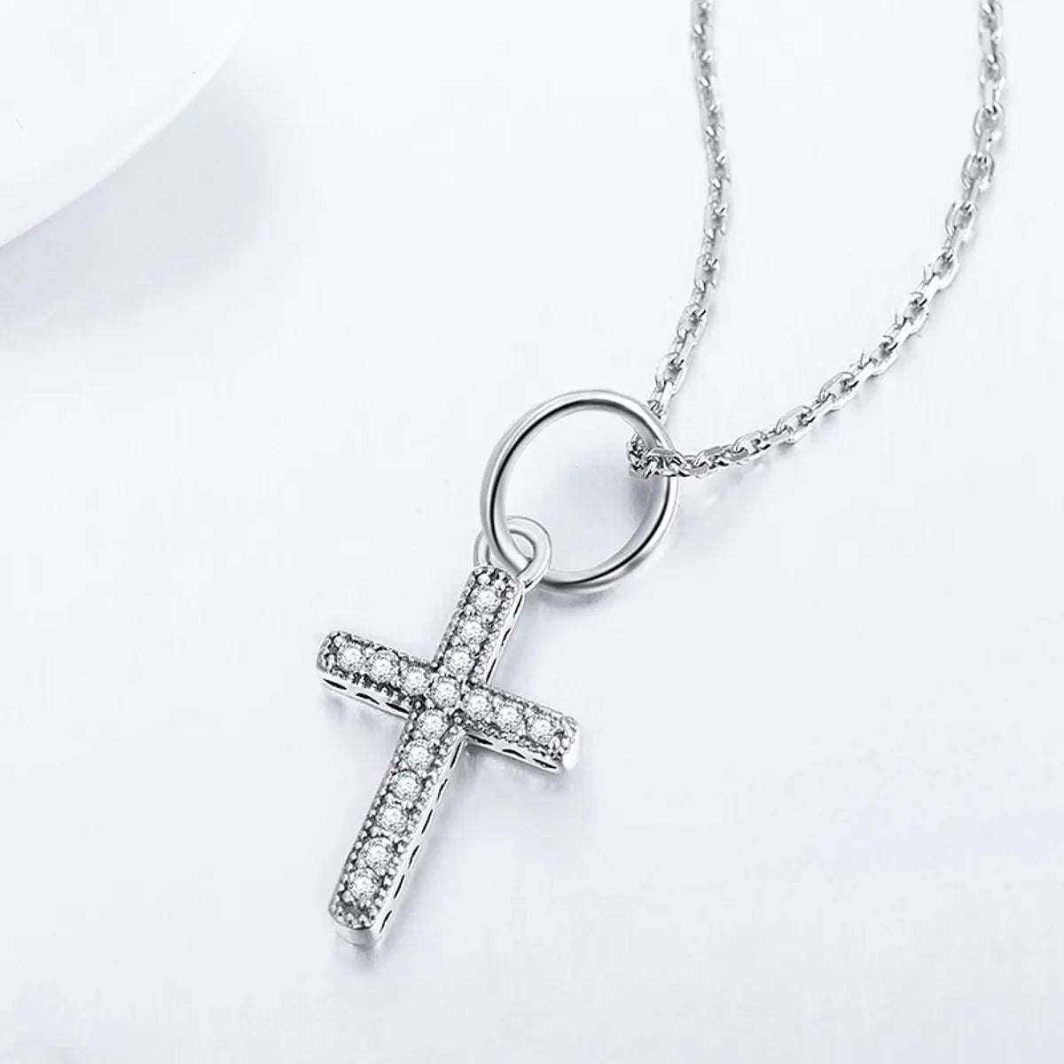 Necklaces Sale Guide-Ins Style Casual Cross Sterling Silver Inlay Zircon Pendant Necklace