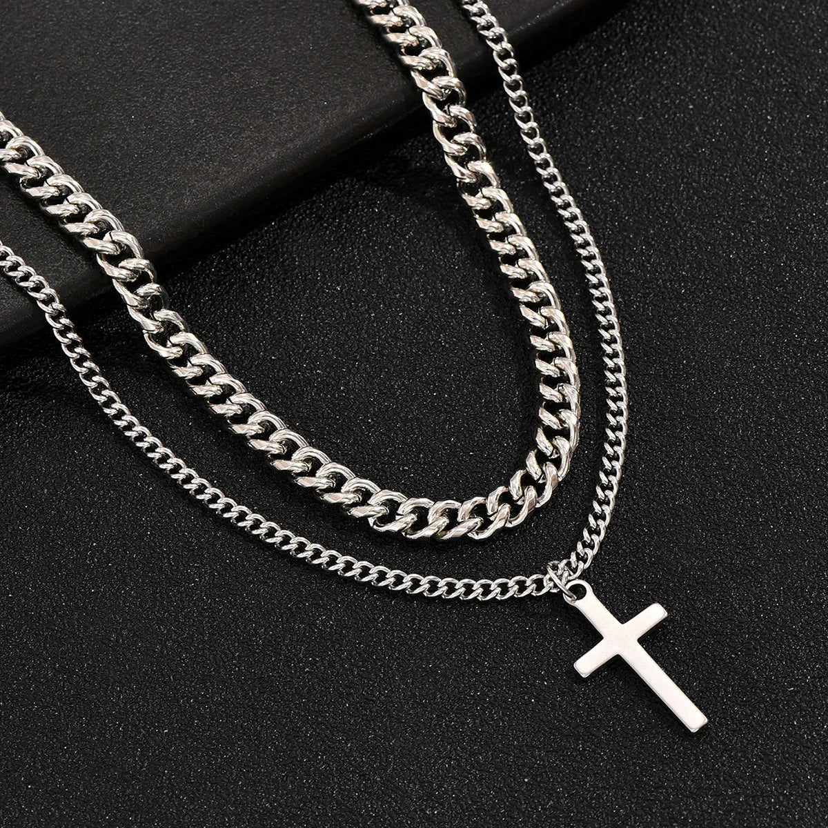 Necklaces Shine Reviews-Simple Style Cross Stainless Steel Plating Unisex Pendant Necklace