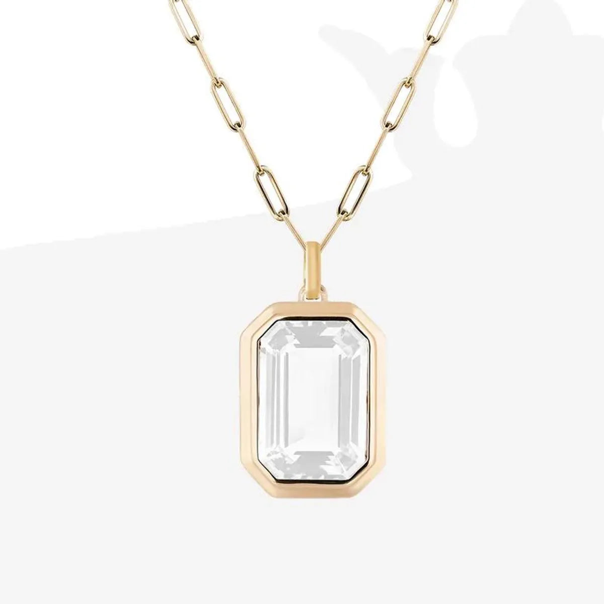 Necklaces Life Guide-Ig Style Square Stainless Steel Plating Inlay Zircon 18k Gold Plated Pendant Necklace