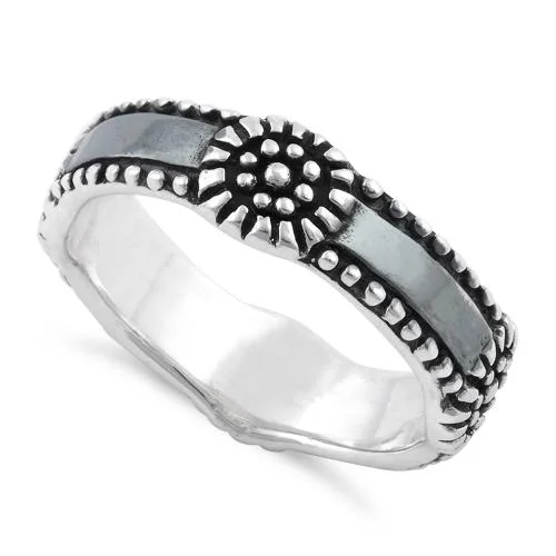 Best Made Rings-Sterling Silver Flower Oxidized Band Ring