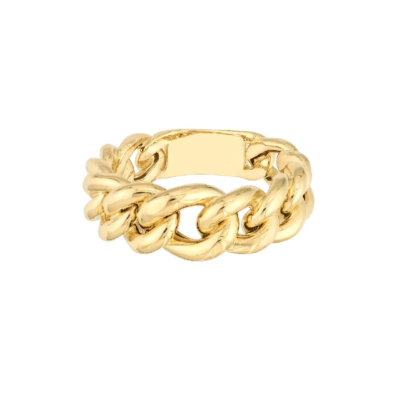 Rings For Flat Style-Graduated Gold Curb Chain Stacking Ring