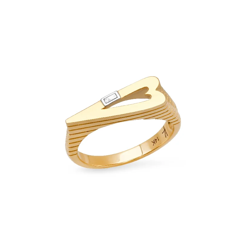 Rings Comfort Test-Exclusive MBAB x Helena Rose Classic Baguette Diamond Heart Stacking Ring