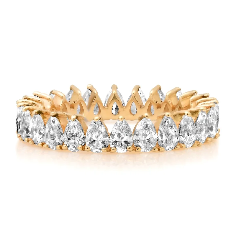 Rings For Boho Vibes-Pear Shaped Diamond Eternity Band Ring