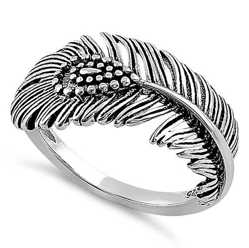 Best Luxe Rings-Sterling Silver Peacock Feather Ring