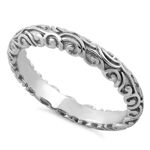 Rings Value Deals-Sterling Silver Plain Bali Band Ring