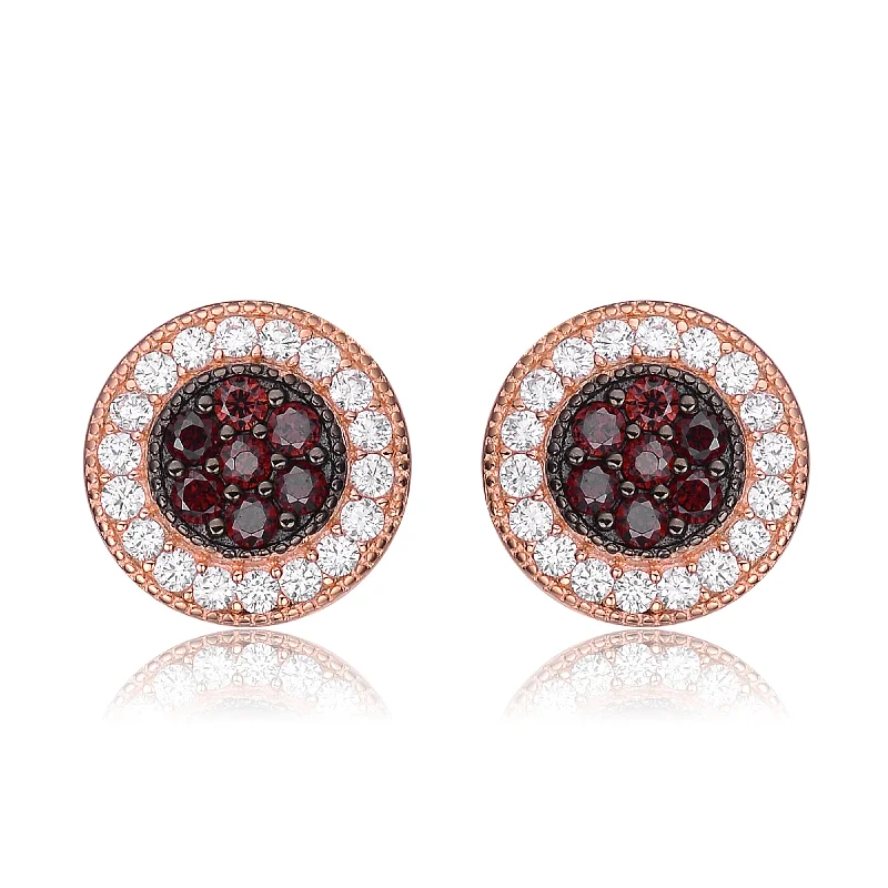 Best Tough Earrings-Sterling Silver 18K Rose Gold Plated Cubic Zirconia Paved Roaring Studs Last Pair Earring