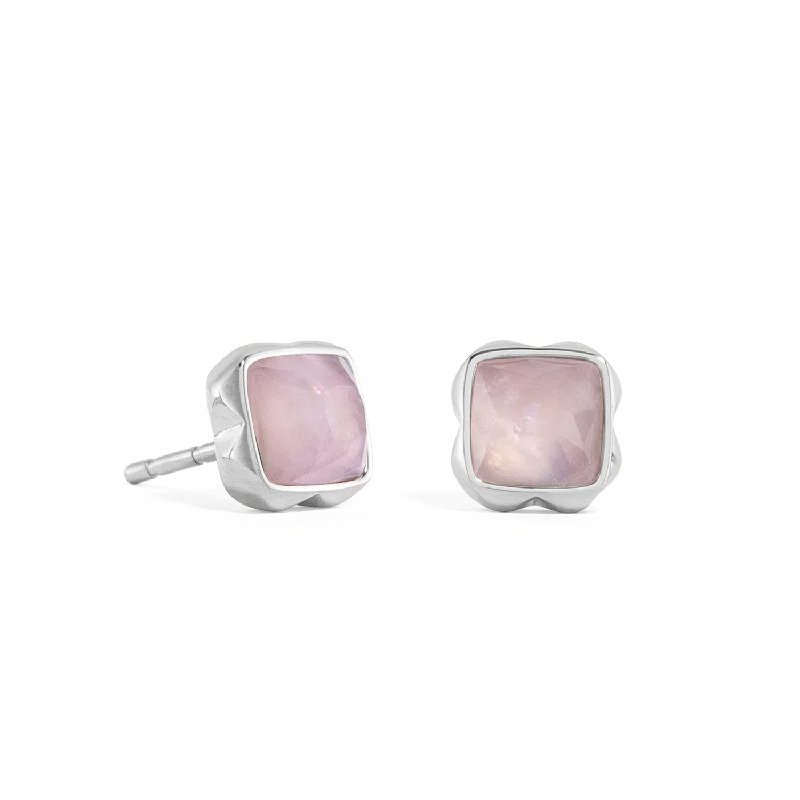 Best Calm Earrings-Birthstone October Earrings Rose Quartz Silver