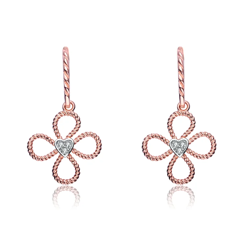 Earrings Deal Guide-Rose Gold Overlay Cubic Zirconia Four Petal Flower Last Pair Earrings