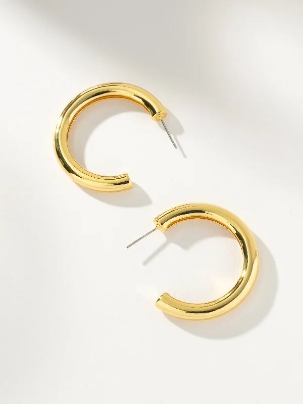 Earrings For Crew Gifts-Classic Thick Gold Hoop Earrings