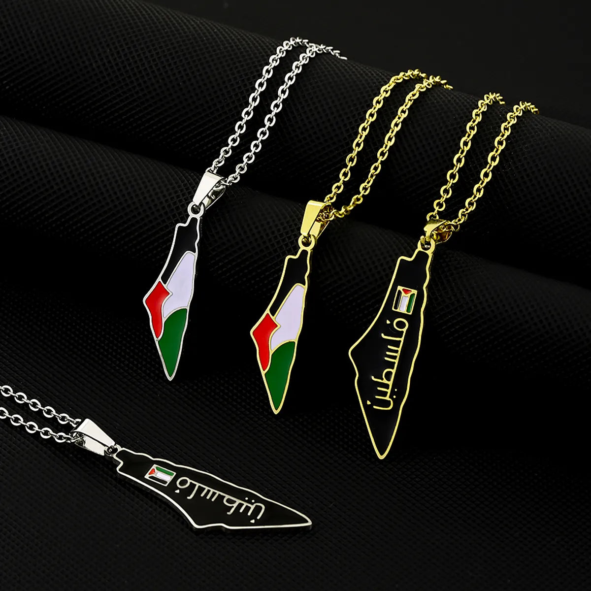 Necklaces For Big Nights-Vintage Style Ethnic Style Map Flag 201 Stainless Steel 304 Stainless Steel Enamel Plating 18K Gold Plated Women'S Pendant Necklace