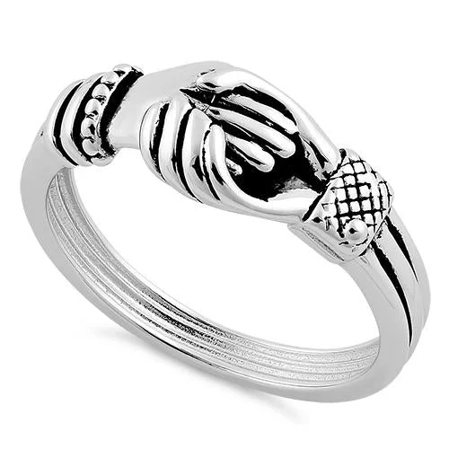 Rings Price Tips-Sterling Silver Hand Shake Ring