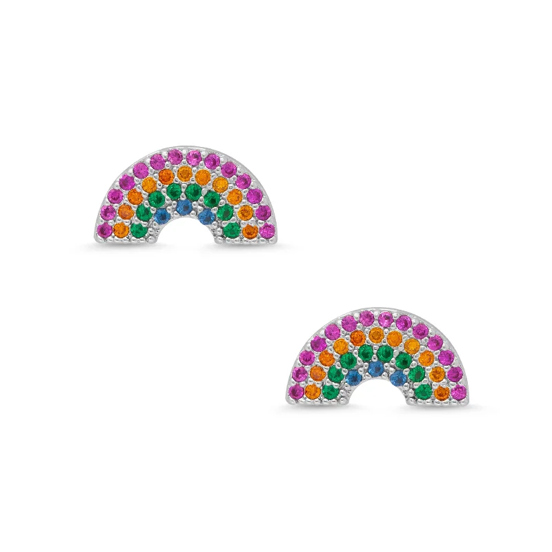 Earrings For Chilly Days-Rainbow CZ Stud Earrings