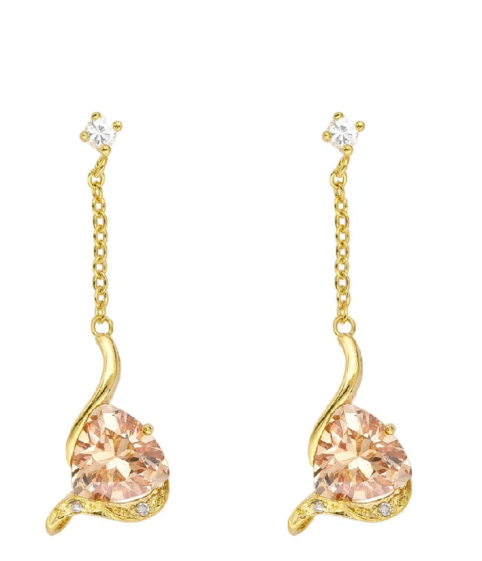 Earrings Shine Guide-Charlène Champagne Long Drop Earrings