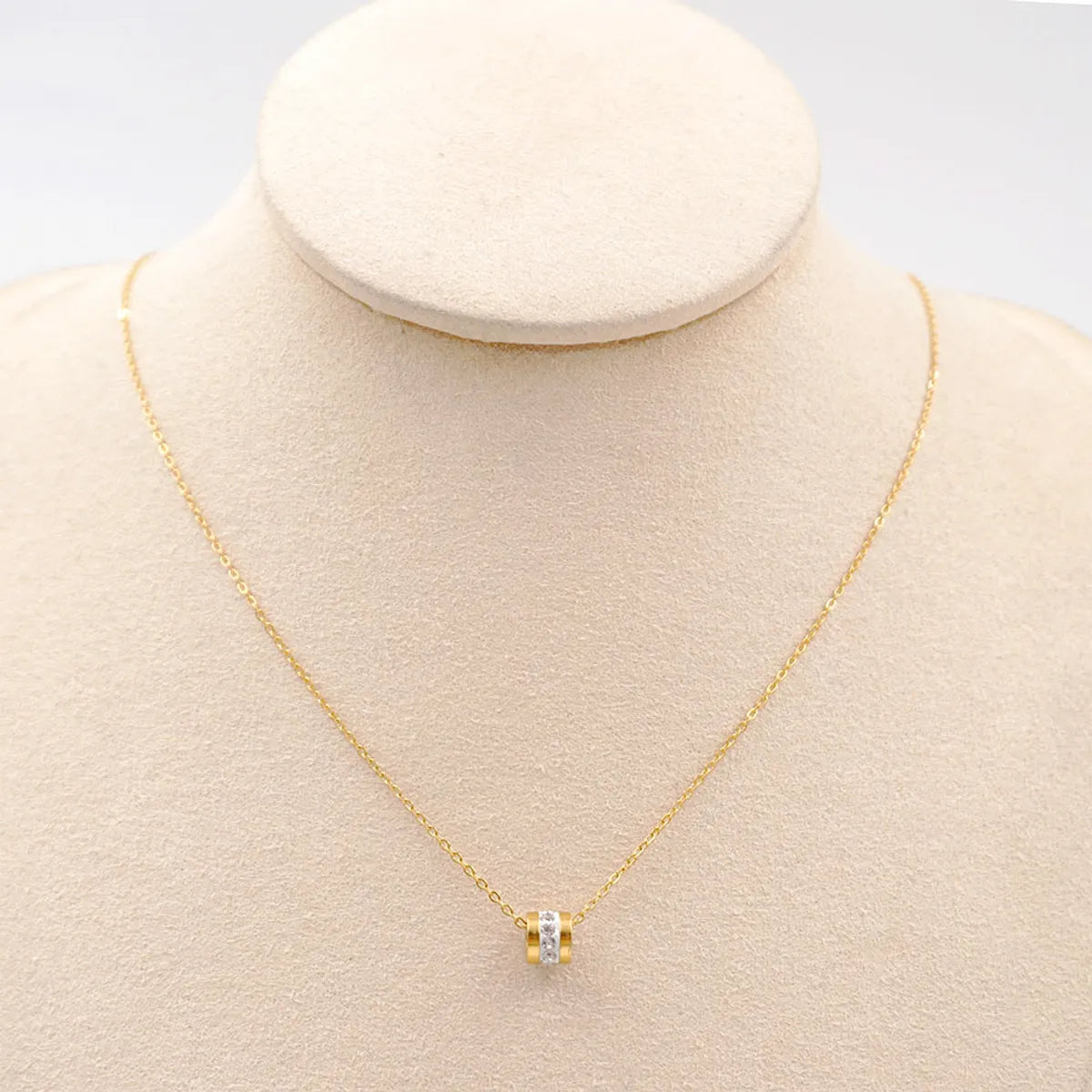 Best Wear Necklaces-304 Stainless Steel Titanium Steel 18K Gold Plated Casual Simple Style Plating Inlay Geometric Rhinestones Necklace