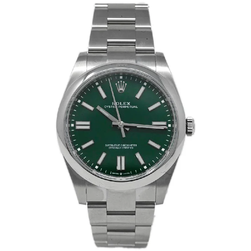 Watches For Sandy Days-Rolex Oyster Perpetual 41mm Green Dial Watch Ref# 124300