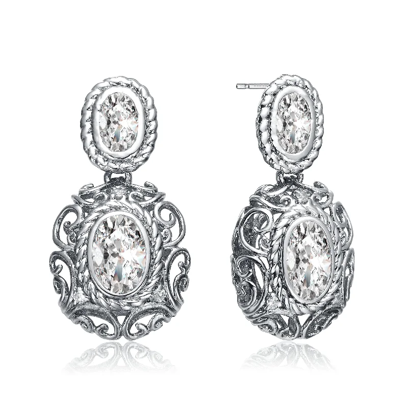 Soft Earrings For Ease-CZ Sterling Silver Lace Earrings