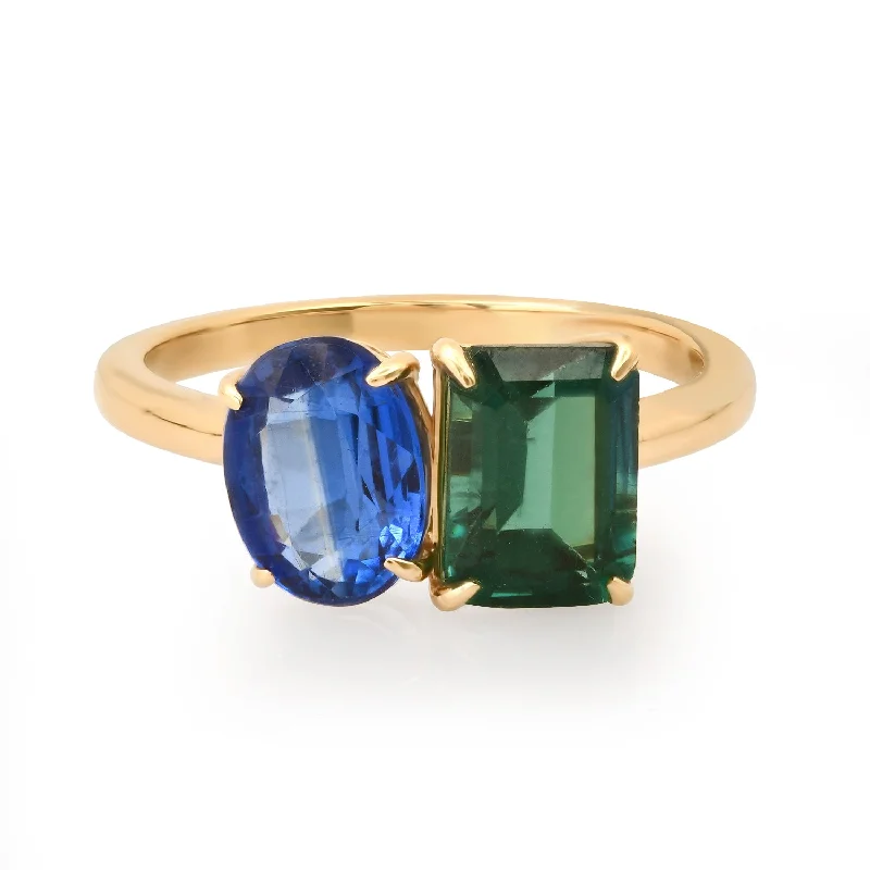 Best Classic Rings-Toi & Moi Tsavorite & Apatite Two Stone Ring