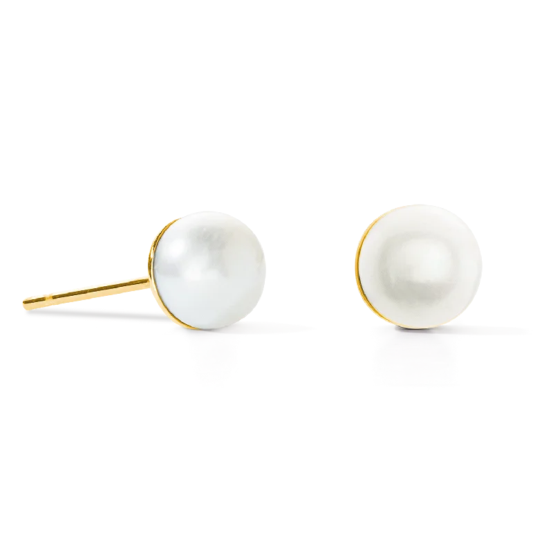 Earrings For Big Ears-Earrings Classic Freshwater Pearl gold