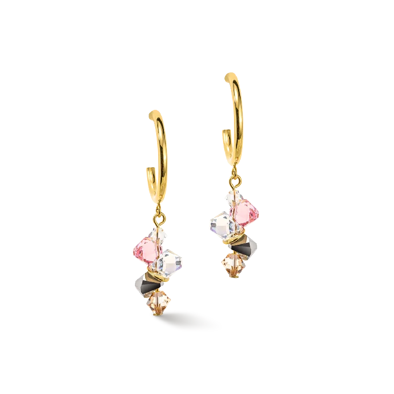 Earrings For Special Occasions-Dancing Crystals earrings gold light rose