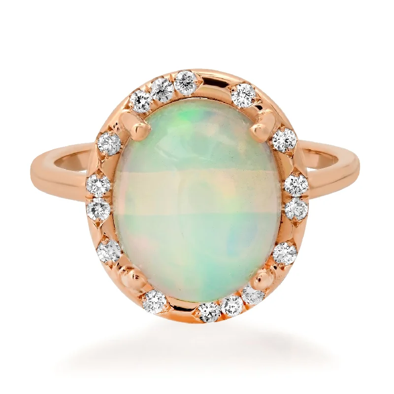 Rings For Rural Looks-One of a Kind Crystal Australian Opal & Diamond Statement Ring