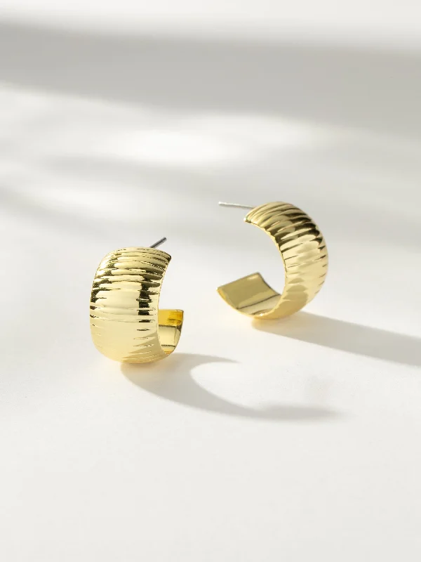 Earrings With Fun Gems-Ribbed Statement Hoop Earrings