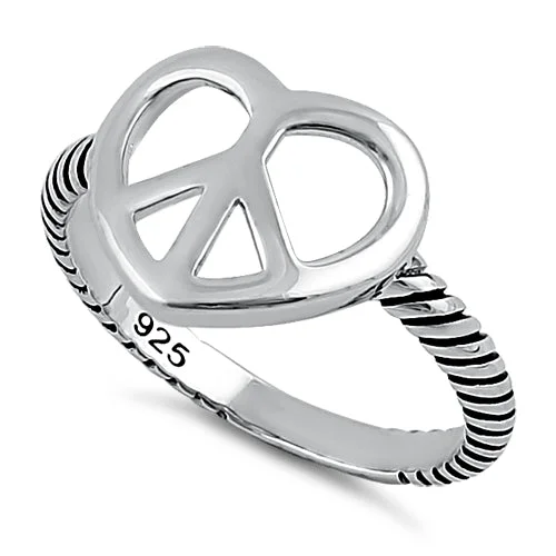 Best Shiny Rings-Sterling Silver Peace Heart Ring