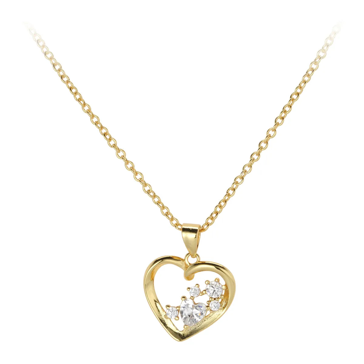 Necklaces For Classic Taste-Simple Style Heart Shape Sterling Silver Inlay Rhinestones Pendant Necklace