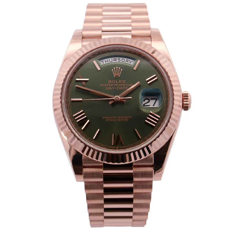 Long Wear Watches-Rolex Day-Date 40mm Olive Dial Watch Ref# 228235