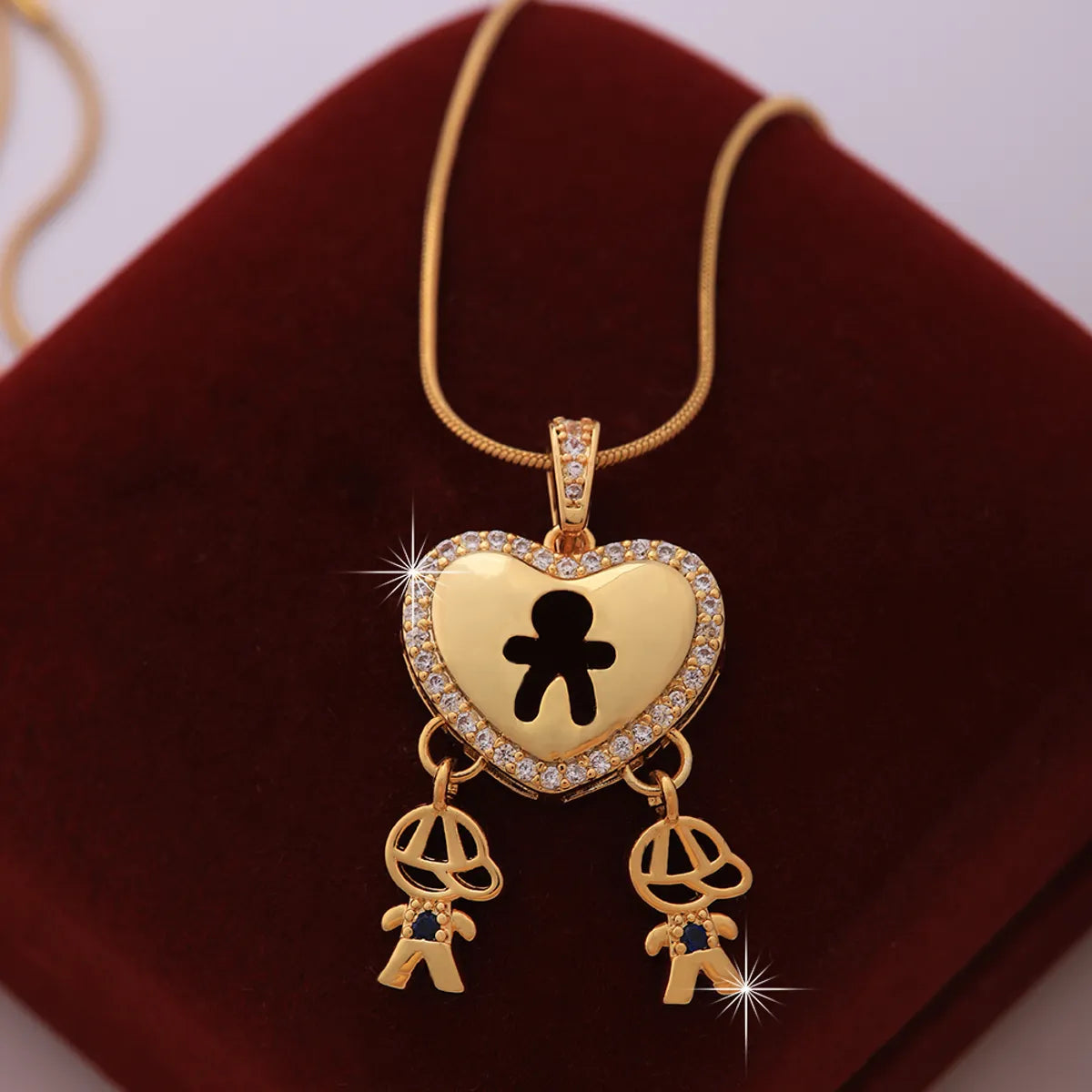 Necklaces For Adults-Hip-hop Punk Heart Shape Stainless Steel Copper 18k Gold Plated Zircon Pendant Necklace In Bulk