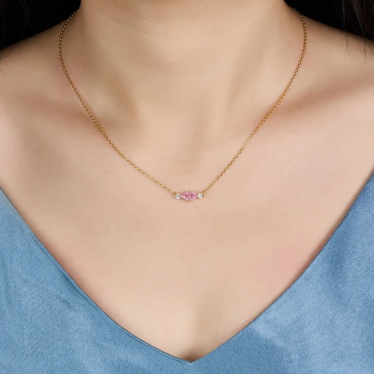 Necklaces For Rainy Days-Elegant Luxurious Shiny Geometric Sterling Silver Plating Inlay Zircon 18k Gold Plated White Gold Plated Necklace