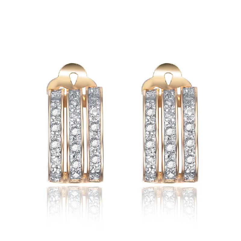 Earrings Style Reviews-Gold-Plated Sterling Silver Earrings with Cubic Zirconia Accents