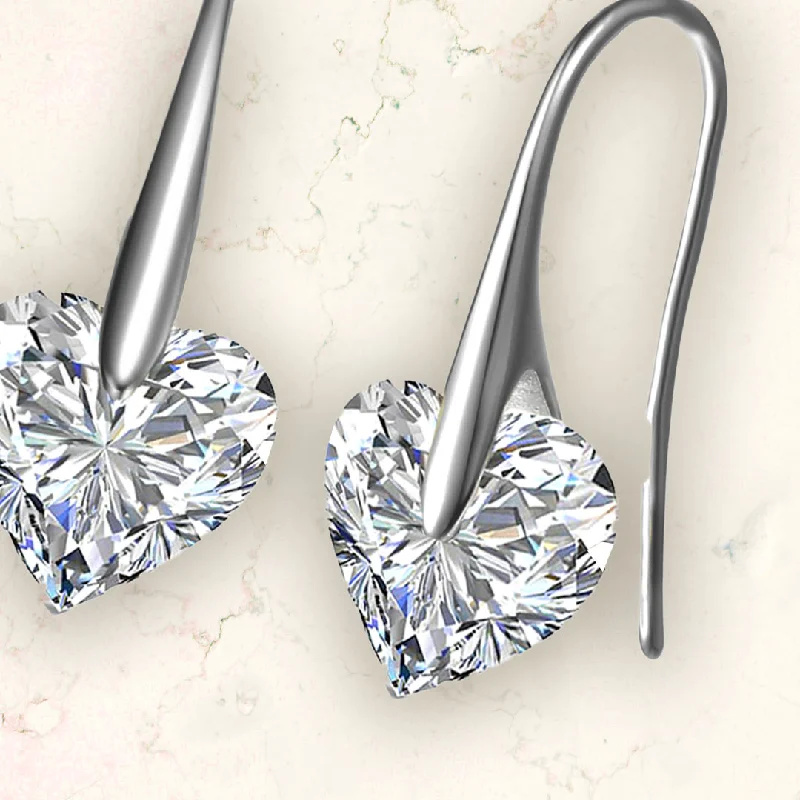 Earrings For Statement Necks-Marguerite Zirconia Coeur Heart Earrings