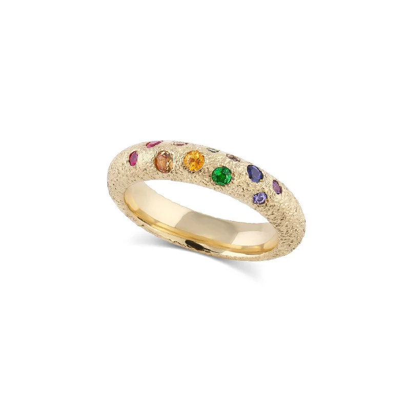 Eco-Made Rings-Rosa Rainbow Sapphire & Tsavorite Stacking Ring