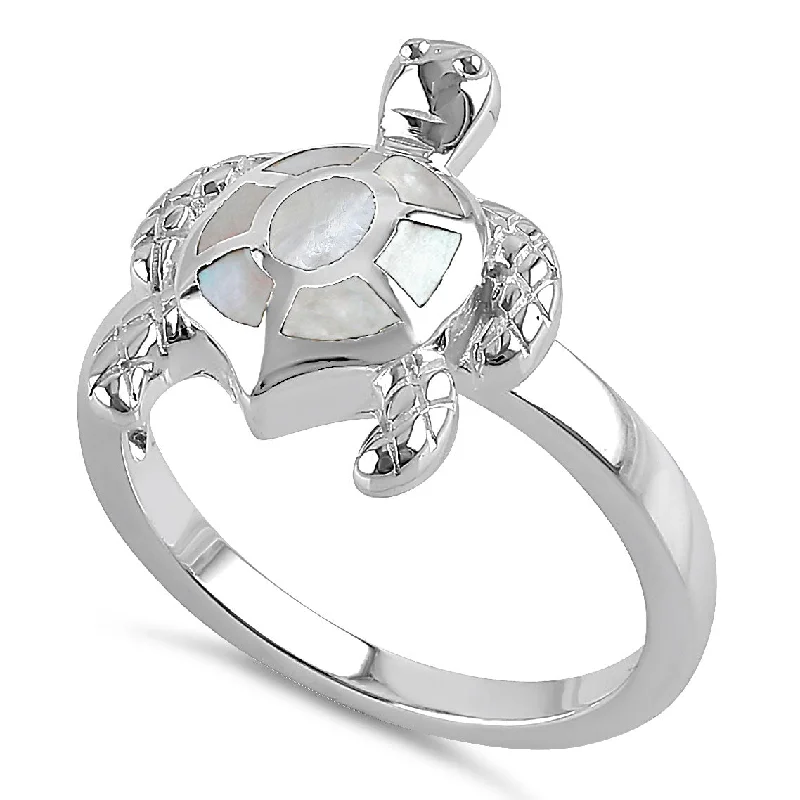 Rings Comfort Guide-Sterling Silver Turtle Mother of Pearl Ring