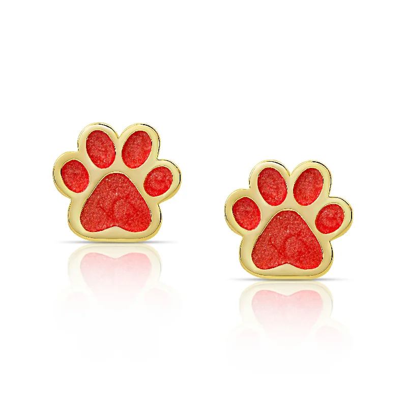 Earrings With Long Drops-Dog Paw Stud Earrings