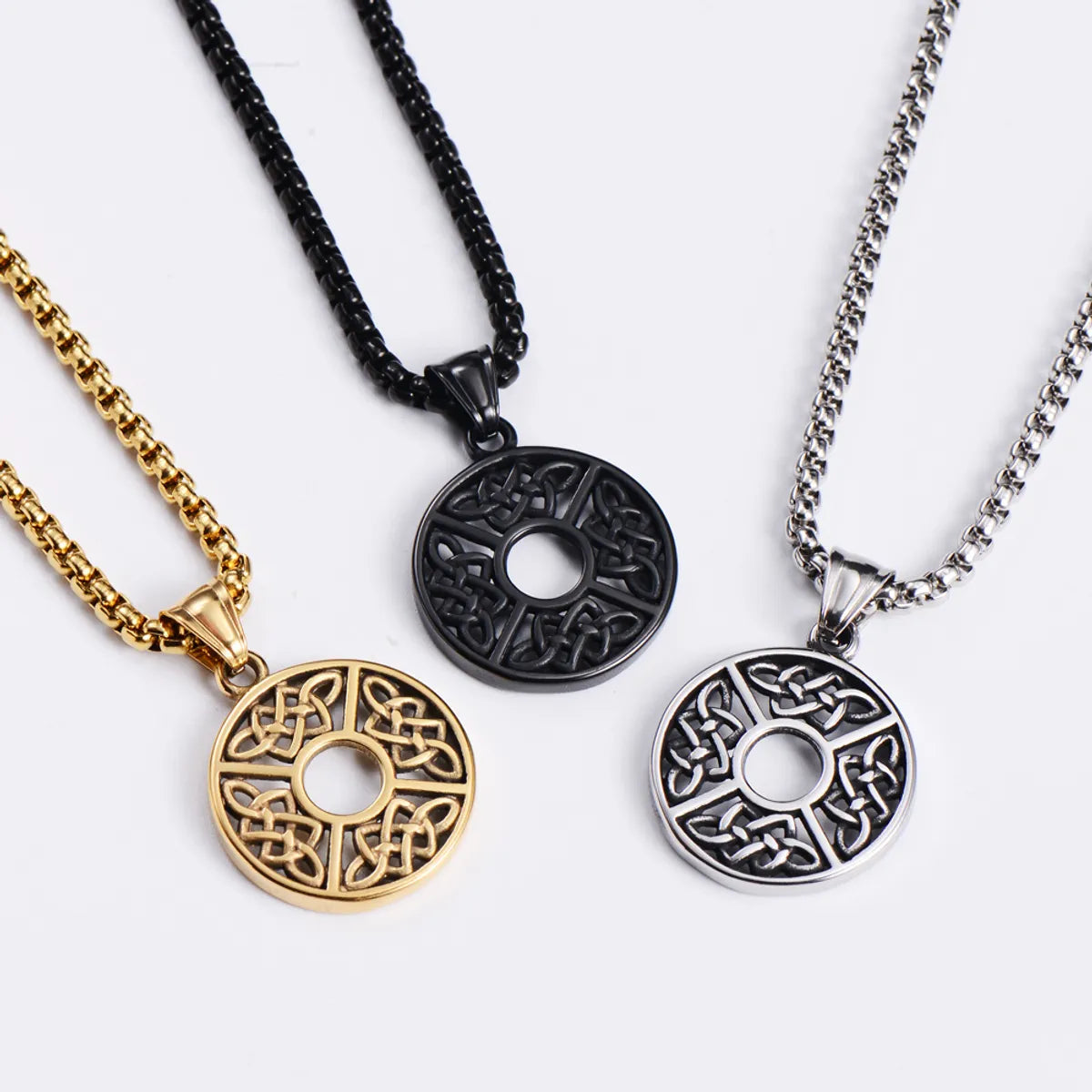 Necklaces For Slim Sets-Cute Small Double Hollow Round Knot Stainless Steel Pendant Men And Women Wearable Necklaces