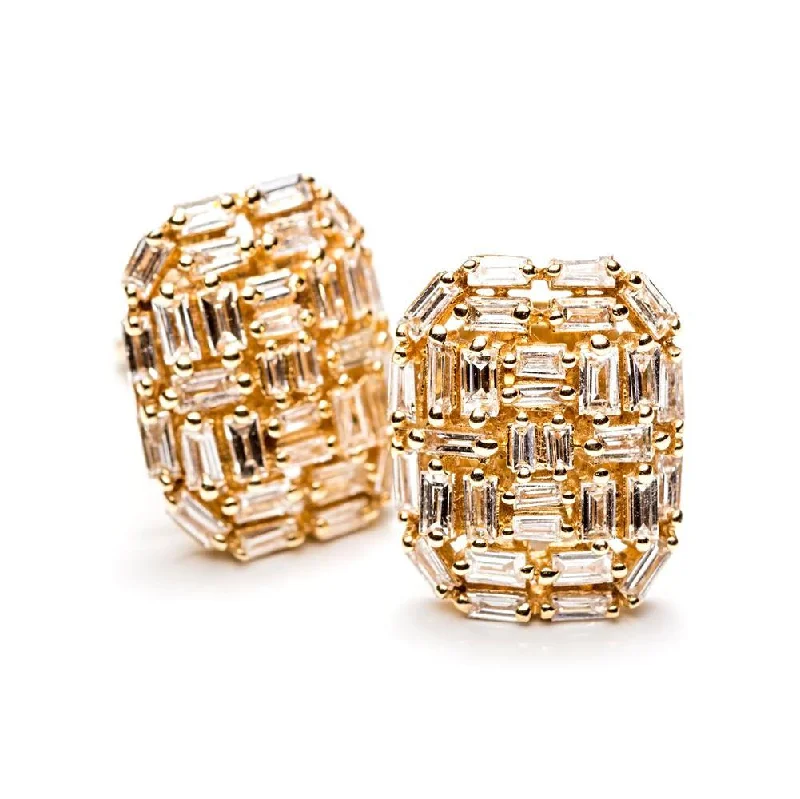 Best Earrings For Weddings-Baguette Deco Shield Earrings