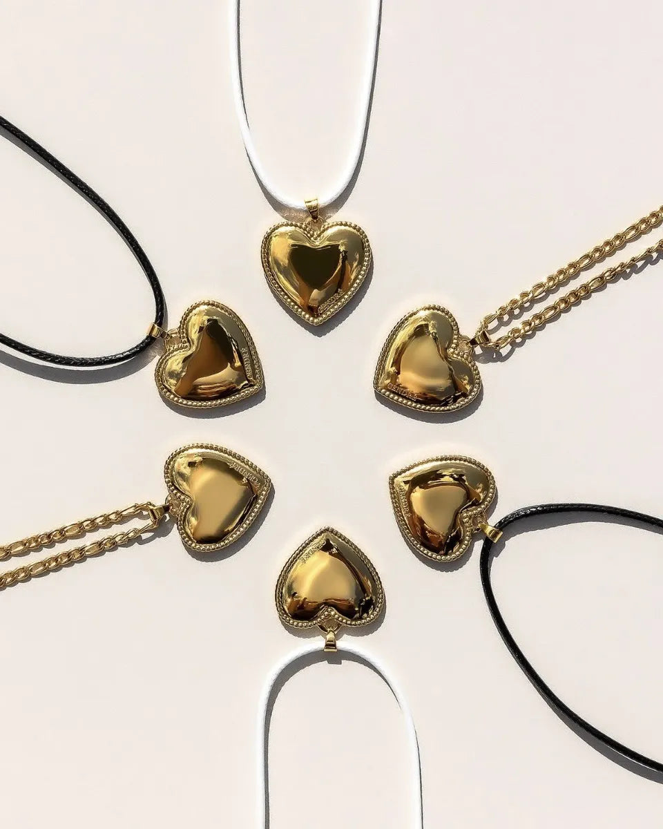 Necklaces For Round Necks-Retro Heart Shape Titanium Steel Plating 18k Gold Plated Pendant Necklace