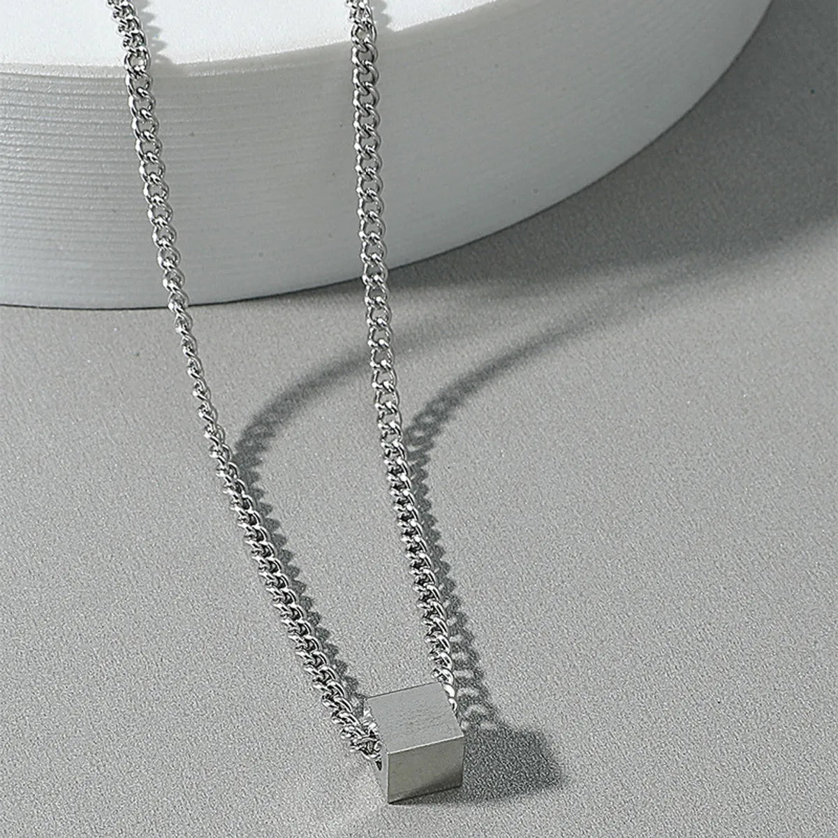 Extra Bold Necklaces-Nihaojewelry Simple Style Cube Pendant Titanium Steel Necklace Wholesale Jewelry