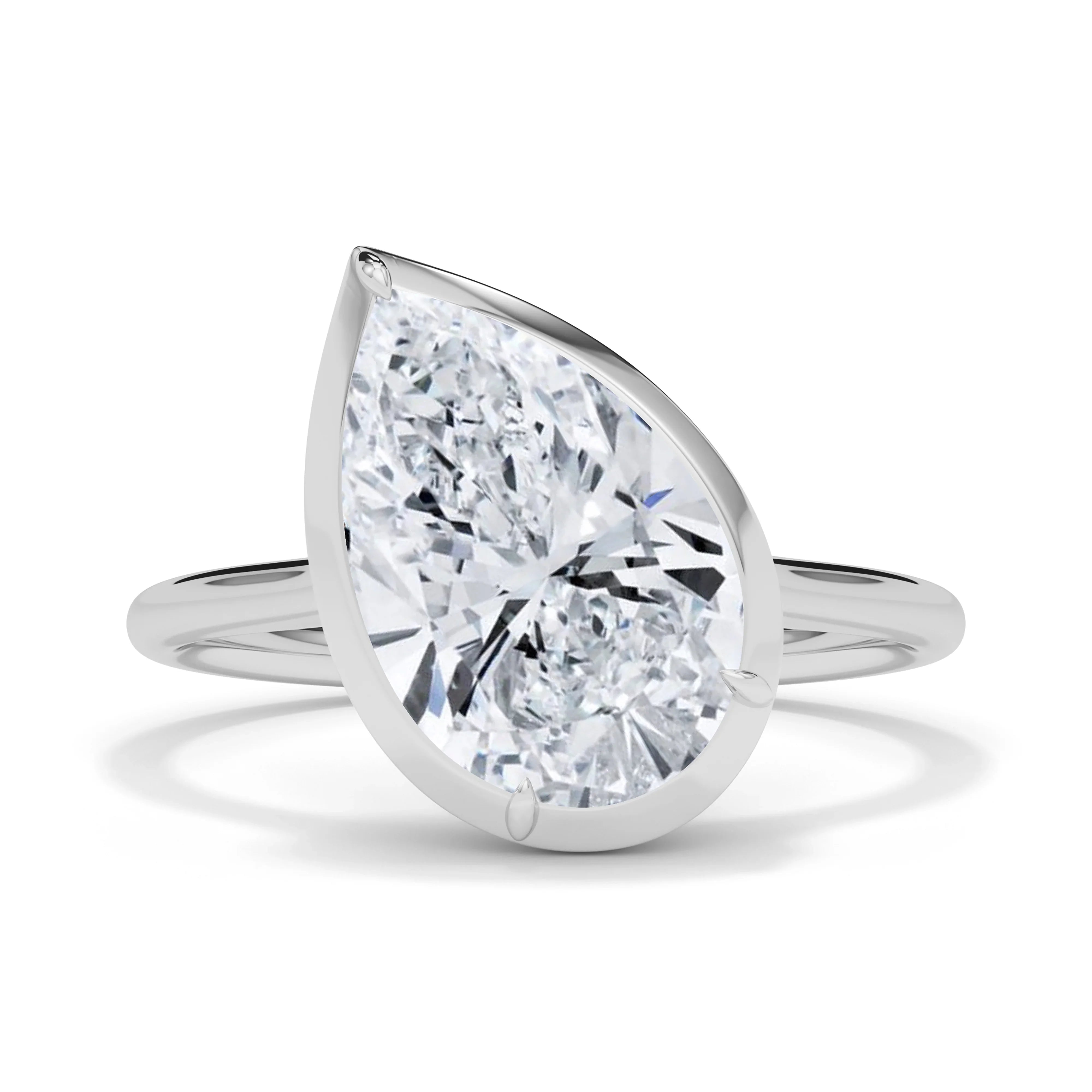 Rings Budget Options-Tilted Lab Grown Pear Shaped Diamond Ring