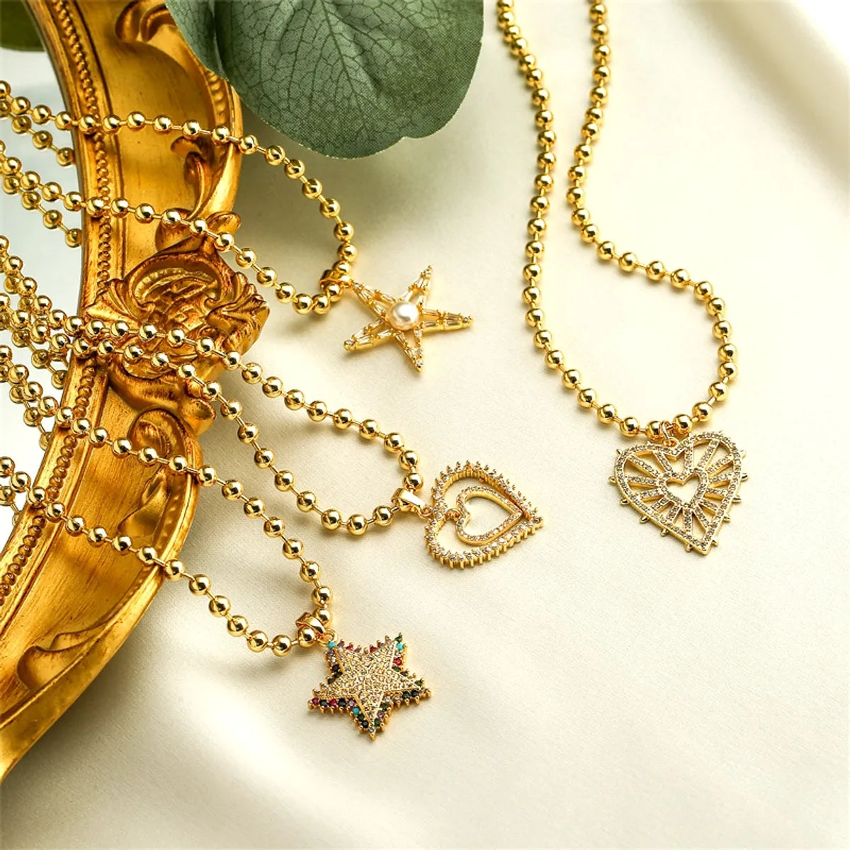 Necklaces Buy Tips-Shiny Pentagram Heart Shape Copper Plating Inlay Zircon Gold Plated Pendant Necklace