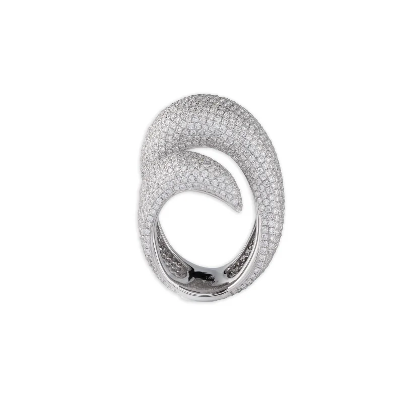 Rings For Summer Fun-Pave Diamond Skin Swirl Ring